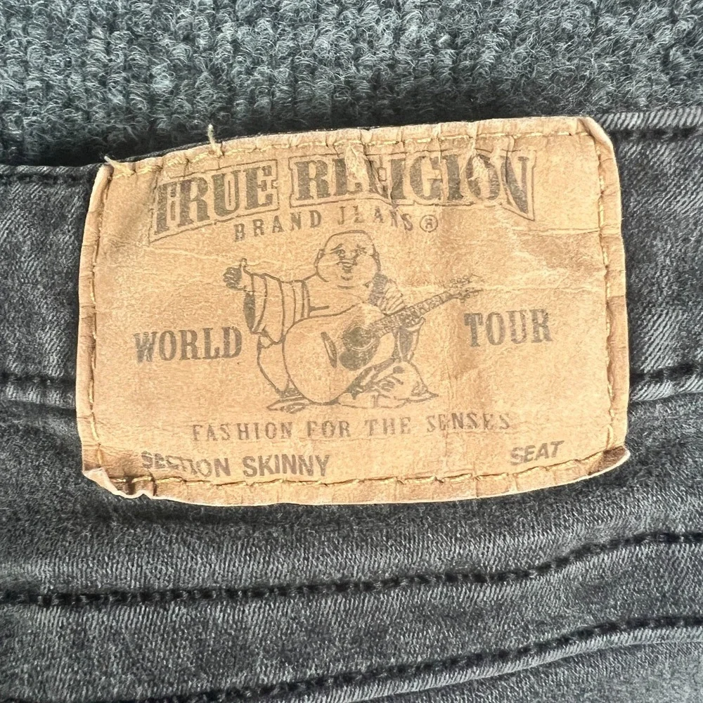 True Religion Skinny‎ Leg Flap Jeans Womens 29x31.5 Gray Denim Cotton Low Rise